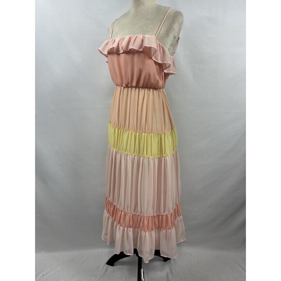 Lovers + Friends Revolve Acer Maxi Dress Pastel XS Tiered Color Block Lined - Picture 2 of 10